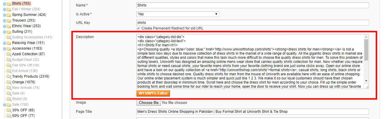 On-page description For Magento 1