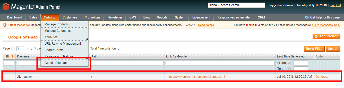 Sitemap Generation For Magento 1